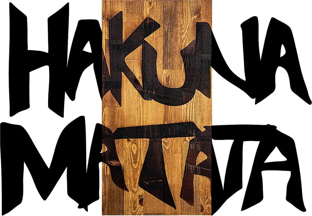 Tableau en Métal Hakuna Matata 5 Déco Murale Noire Design Wallity - 4