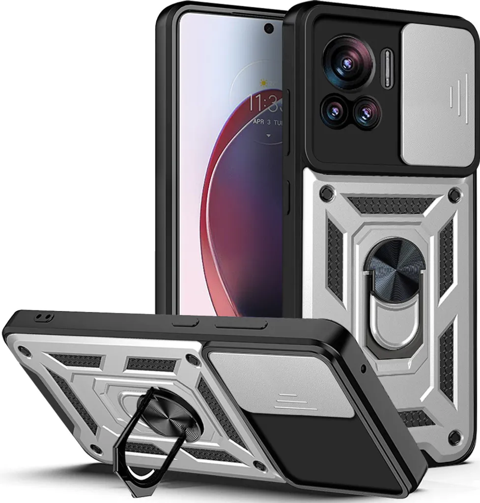Custodia Elegante Argento Motorola Edge 30 Ultra Silicone e Metallo