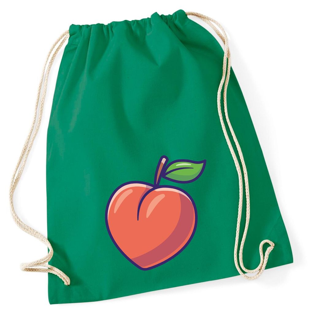 Huuraa Turnbeutel Pfirsich Comic 12 Liter Kelly Green Baumwolle Rucksack Geschenkidee