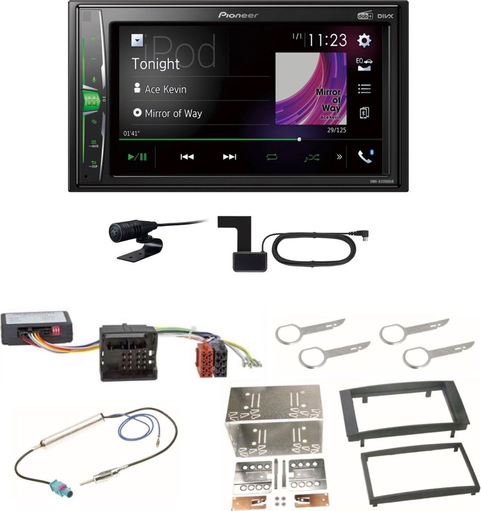 Pioneer DMH-A3300DAB USB Bluetooth DAB+ Digitalradio Einbauset für Touareg 7L