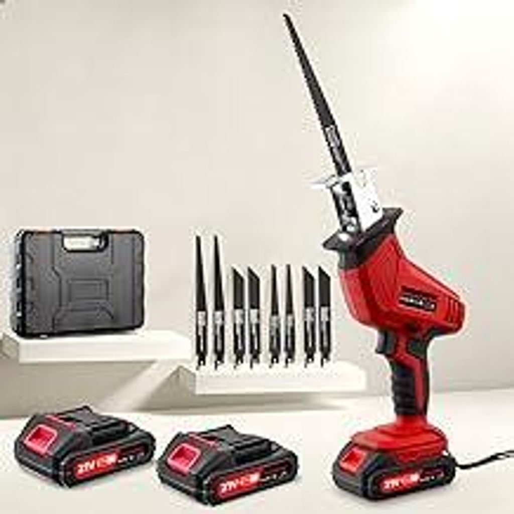 Säbelsäge Akku 21V & Reciprosäge, 4000 RPM Kabellos mit 2x 2.0Ah Akku, 8 Sägeblätter für Holz Metall, Fuchsschwanz Säge Elektrisch für Baus...