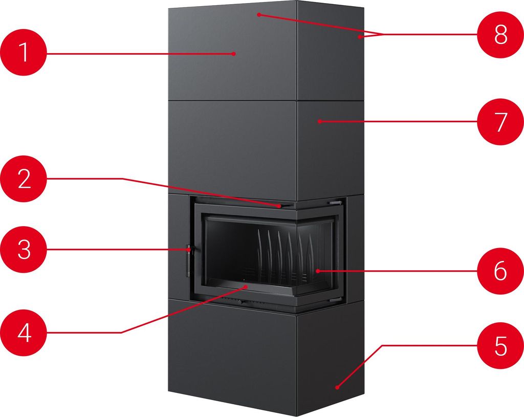 Kominek powietrzny Simple Box 8 kW Ø 200 Black Zdjęcie produktu 