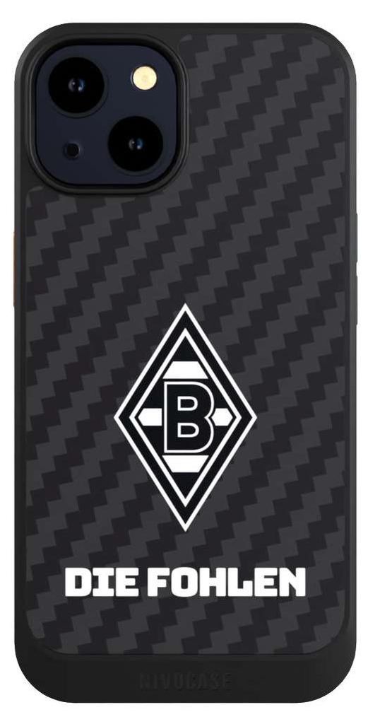 NIVOCASE Hülle für Apple iPhone 14 Handyhülle NIVOcore Case Schwarz Borussia Mönchengladbach Carbon Gladbach