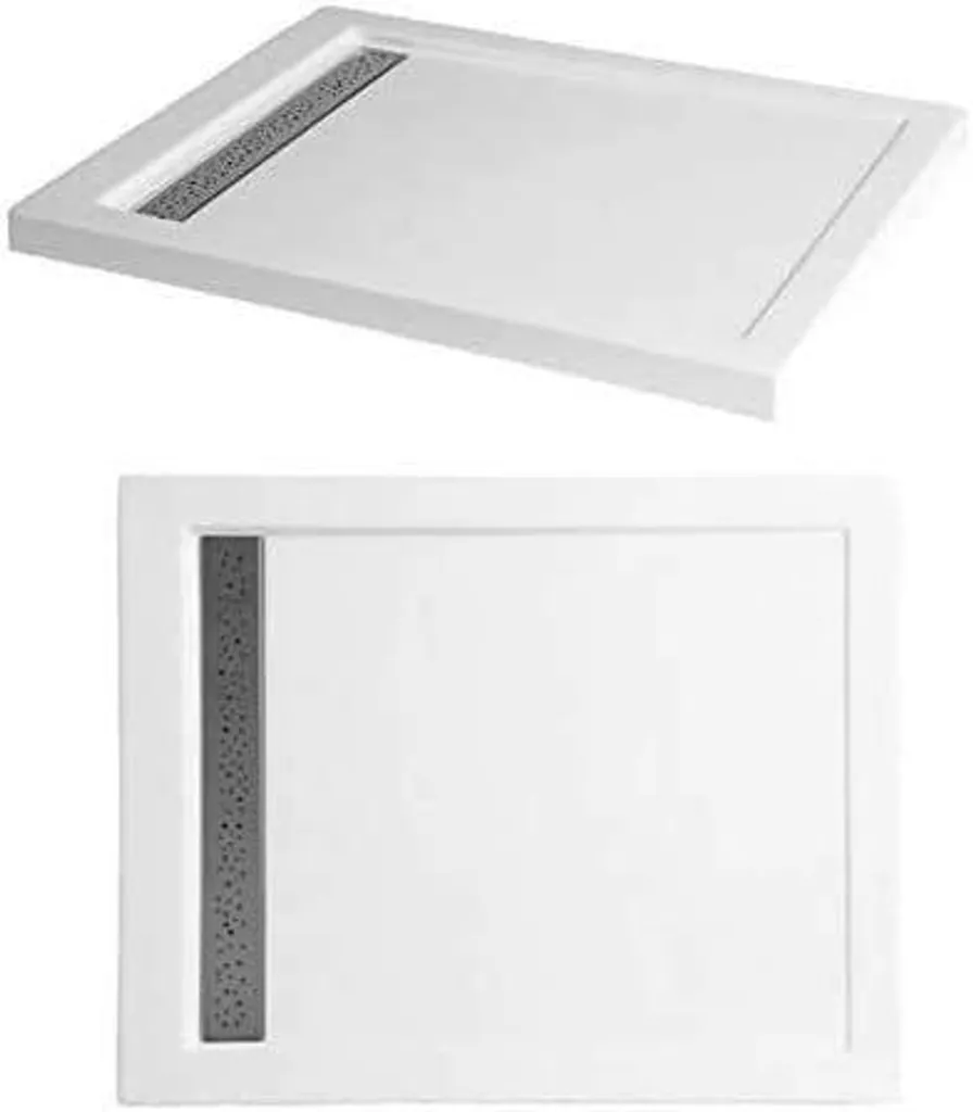 Bac à douche rectangulaire 100x80 cm extra-plat avec kit d'évacuation
