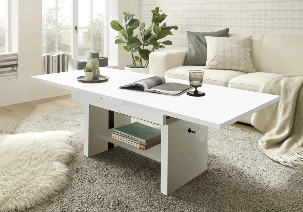 Grande Table de Salon Blanche Bruni - Table Basse Rectangulaire 150cm - 2