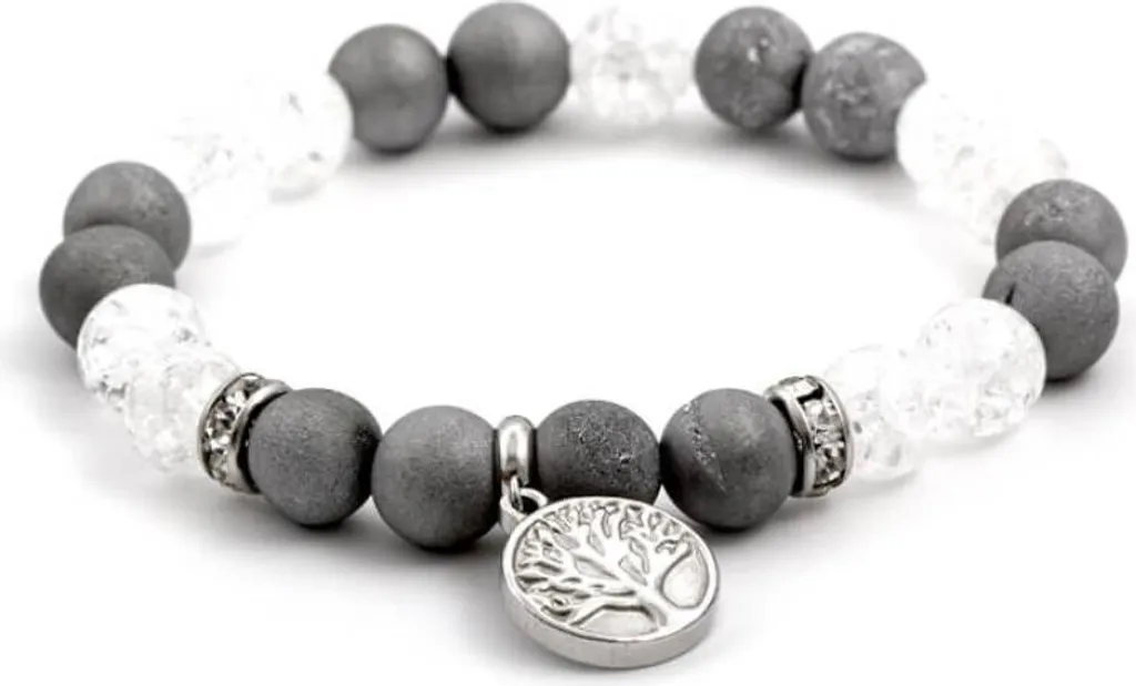 Bracelet d'agate et de cristal éclatant MINK76/17 pour femme et homme