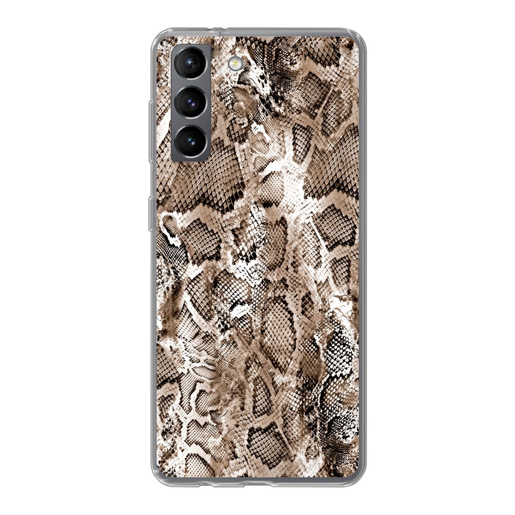 MuchoWow Handyhülle Schutzhülle Hülle für Samsung Galaxy S21 Tiermuster - Schlange - Haut Silikon Softcase Handy Hülle - Softcase