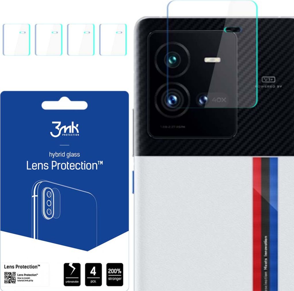 3mk Hybridglas Lens Protection für Vivo iQOO 10 Pro Kamera Objektiv Kameralinse 0,16mm 6H (4 Stück)