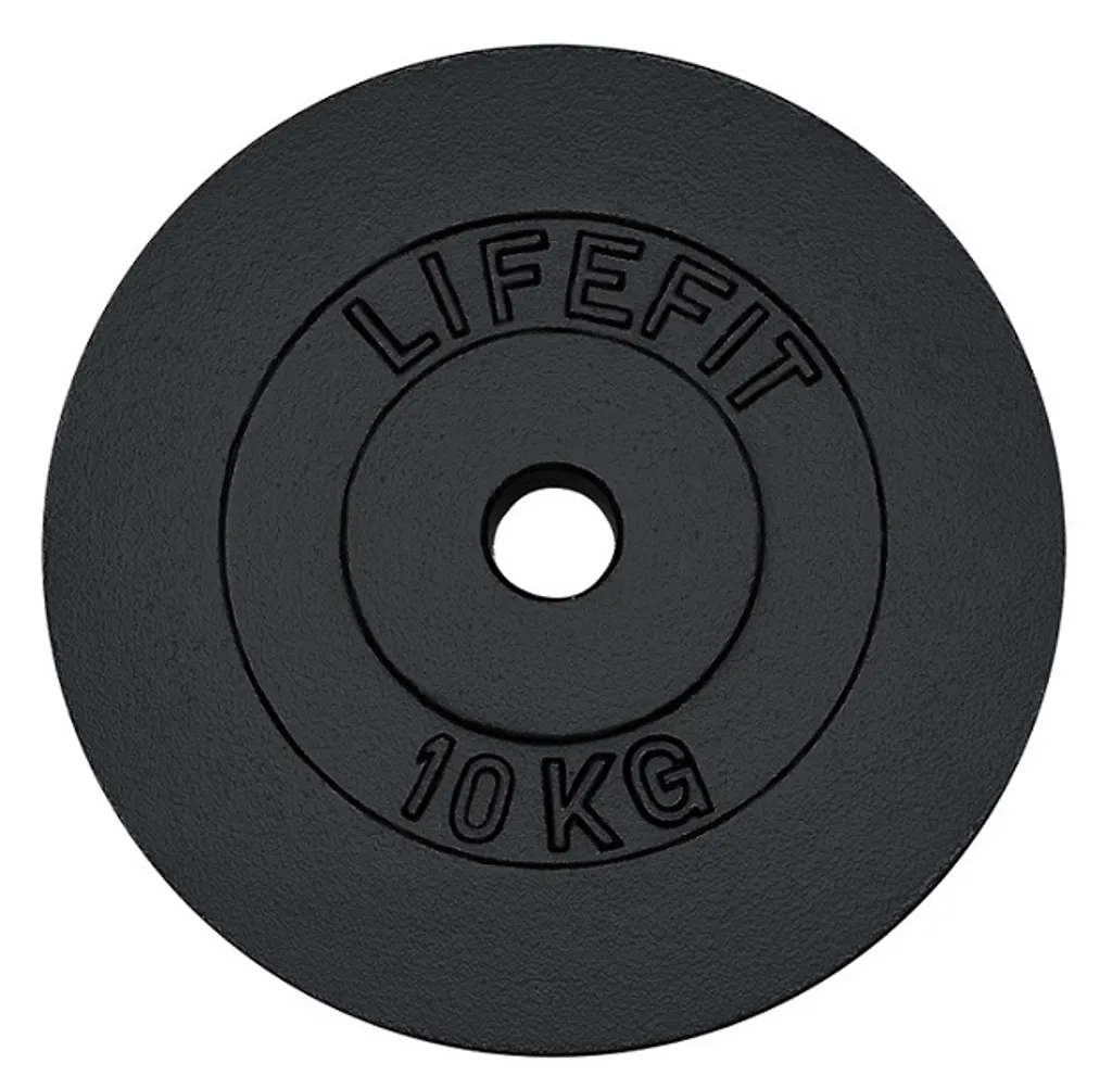 Poids de Musculation 10kg LIFEFIT® en Fonte Noire pour Barres 30 mm