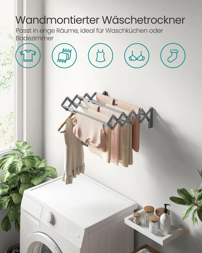 Séchoir à linge gris tourterelle extensible de 110cm à 180cm robuste