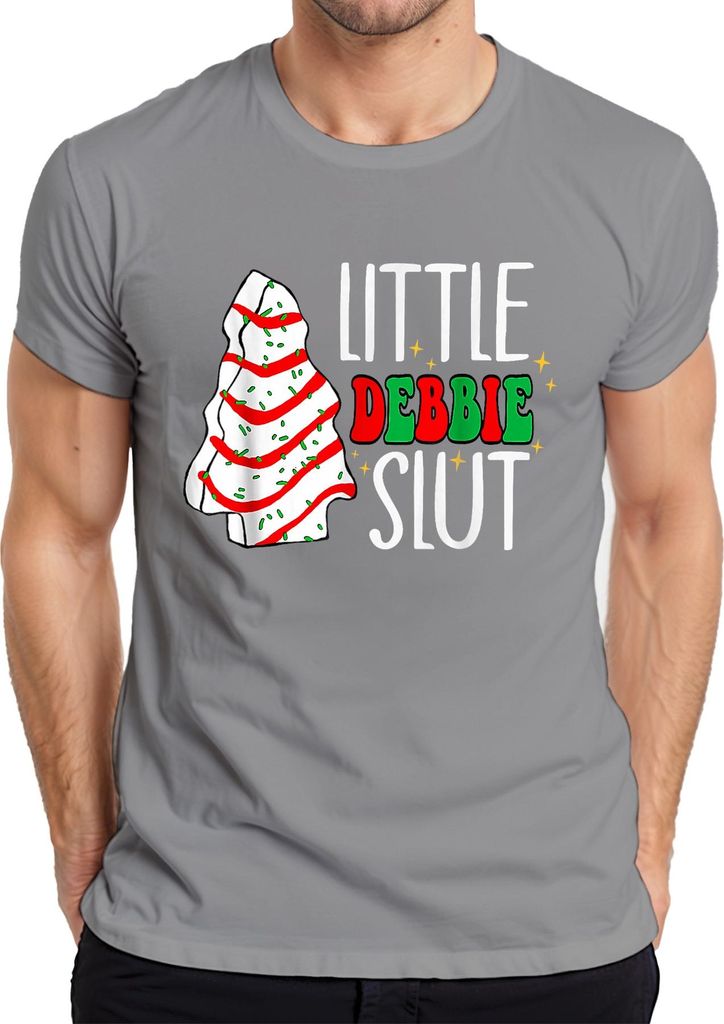 LITTLE DEBBIE SLUT Weihnachten frech lustig Geschenk Cookie Retro Herren T-Shirt, Grau, M