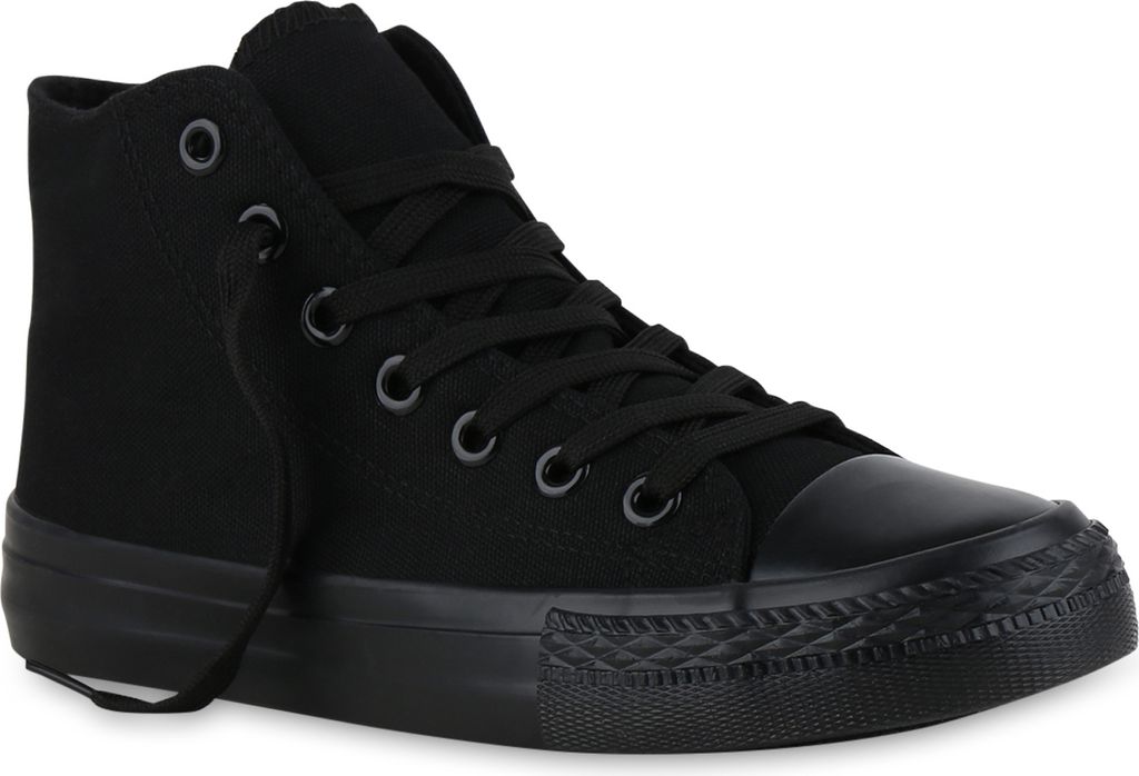 VAN HILL Damen Sneaker High Schnürer Bequeme Freizeit Stoff Schuhe 902294, Farbe: Schwarz, Größe: 36