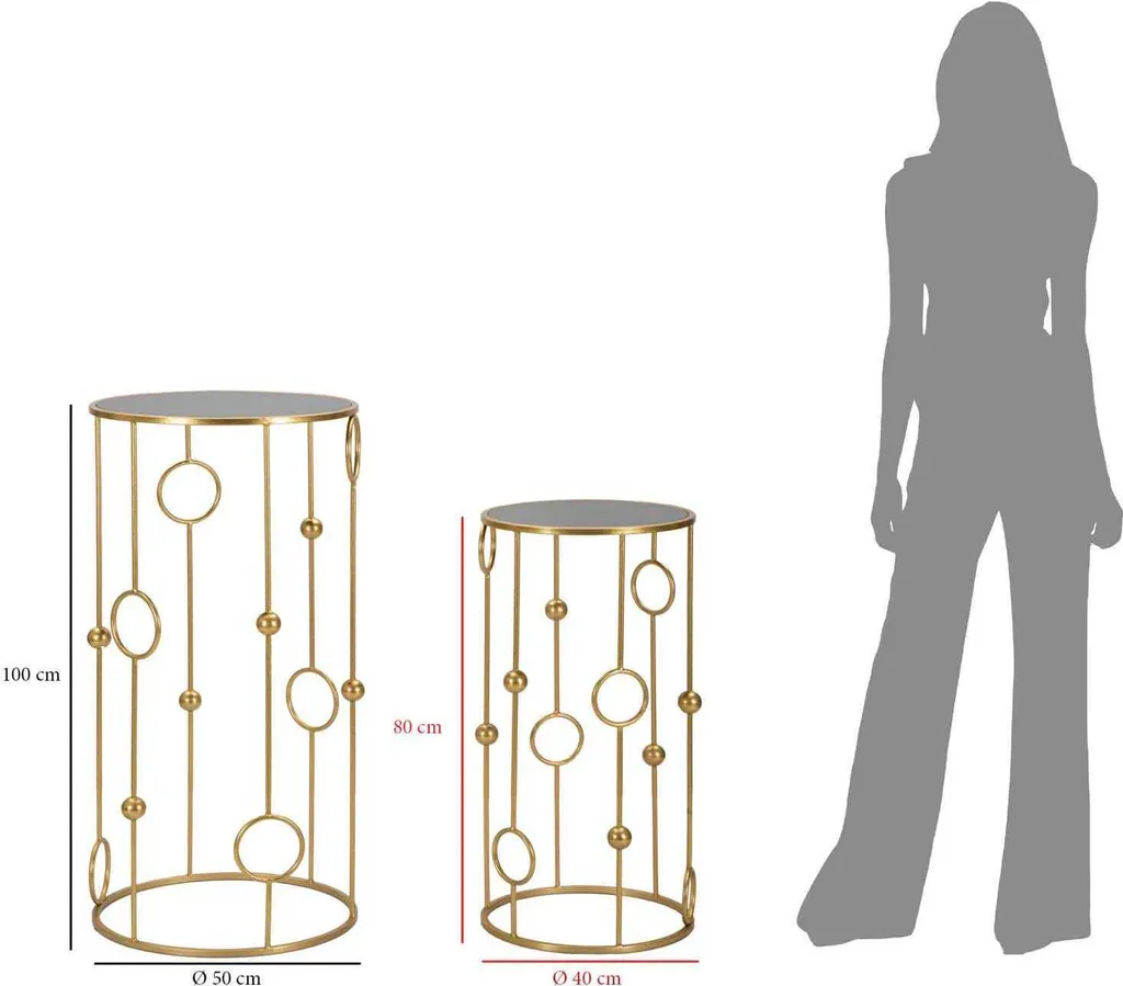 Table Basse Or Gain de Place 50cm - Set de 2 Tables Légères et Chics