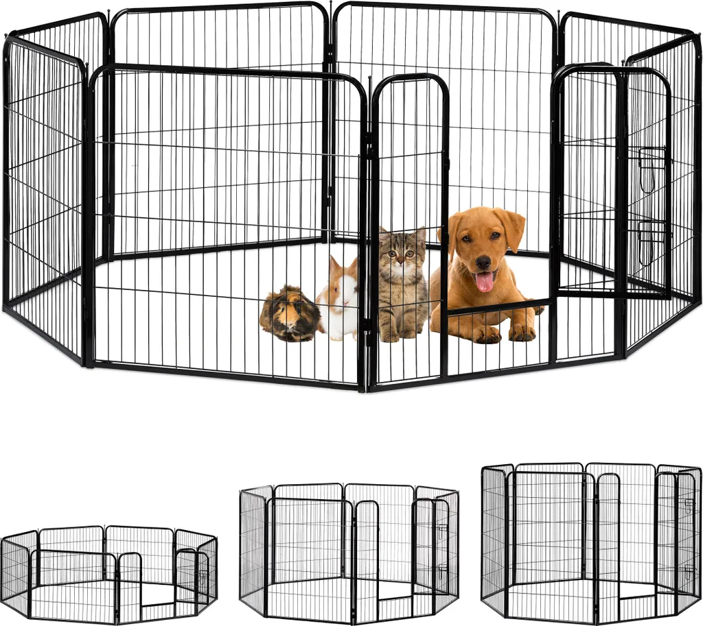 Box Cani Relaxdays L Nero 235x78x80cm - Recinto Modulare Esterno - 1