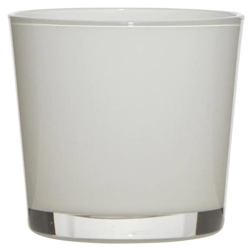 Übertopf, Windlicht CONNER WHITE H. 12,5cm D. 14,5cm weiß rund Glas Hakbijl