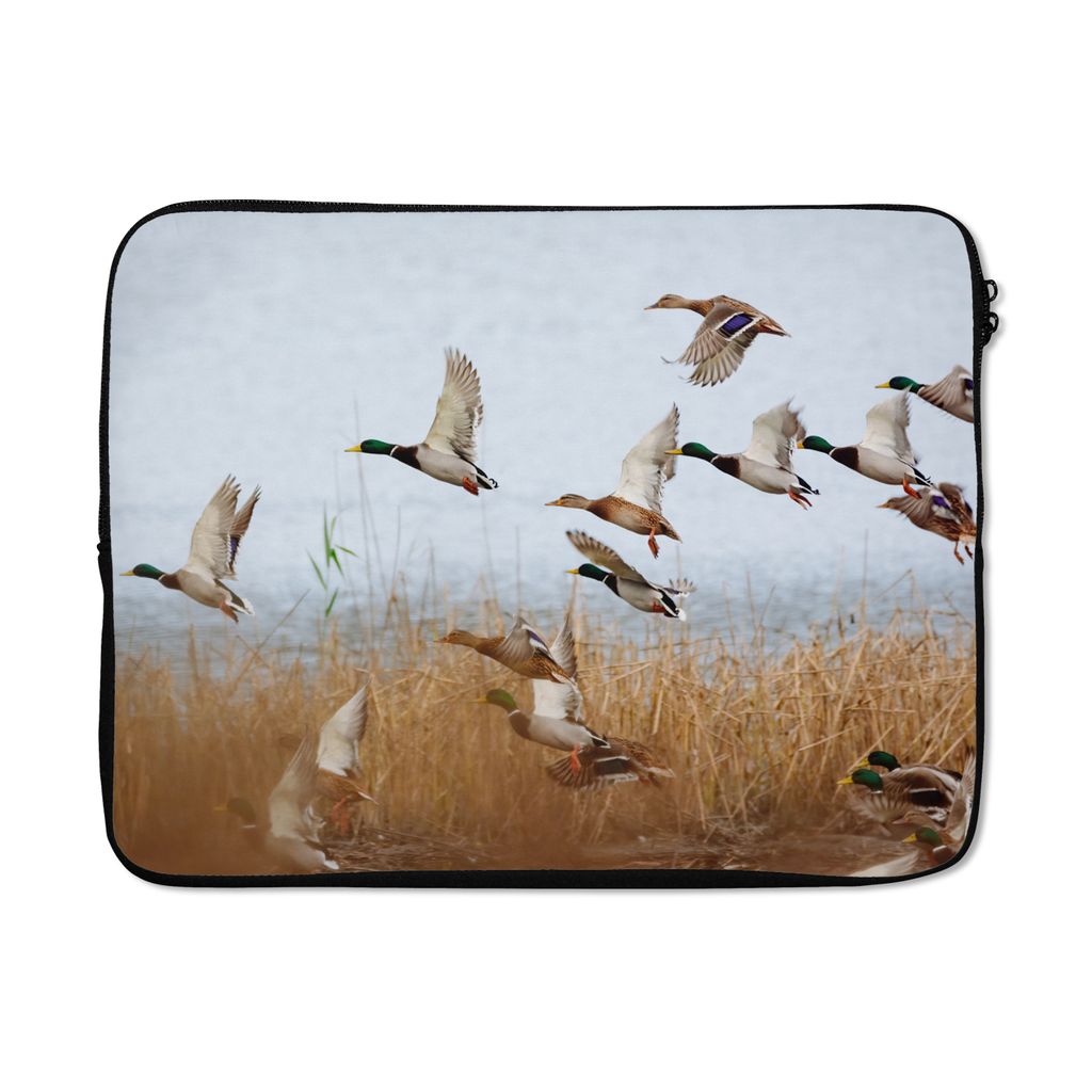 MuchoWow Laptop Hülle 17 Zoll Laptoptasche Ente - Vogel - Schilf - Wasser - Enten - Zipper - Schutzabdeckung