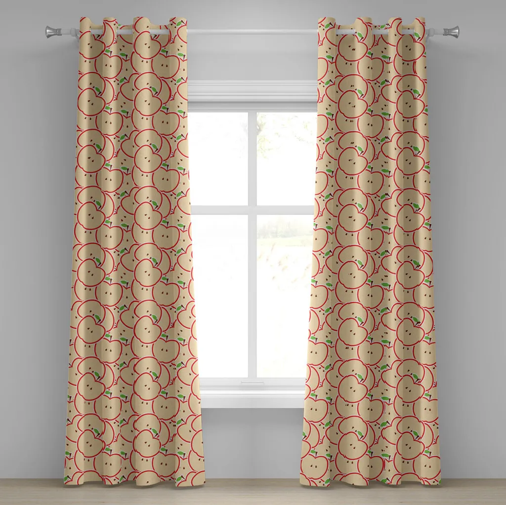 Rideaux décoratifs à 2 panneaux motif fruit verger 280 x 245 cm colorés