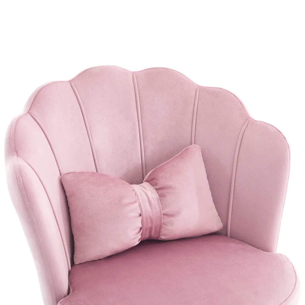 Chaise de Maquillage Rose pour Coiffeuse et Télétravail sans Bras - 4