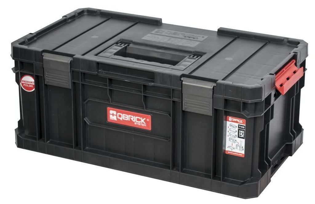 QBRICK Werkzeugkasten TWO Toolbox | HxBxT 22x53x31cm | 2 Trennstege | 26 Liter | Mit Deck- & Teleskopgriffe | Mit Klemmverschlüsse | Metall | Sc...
