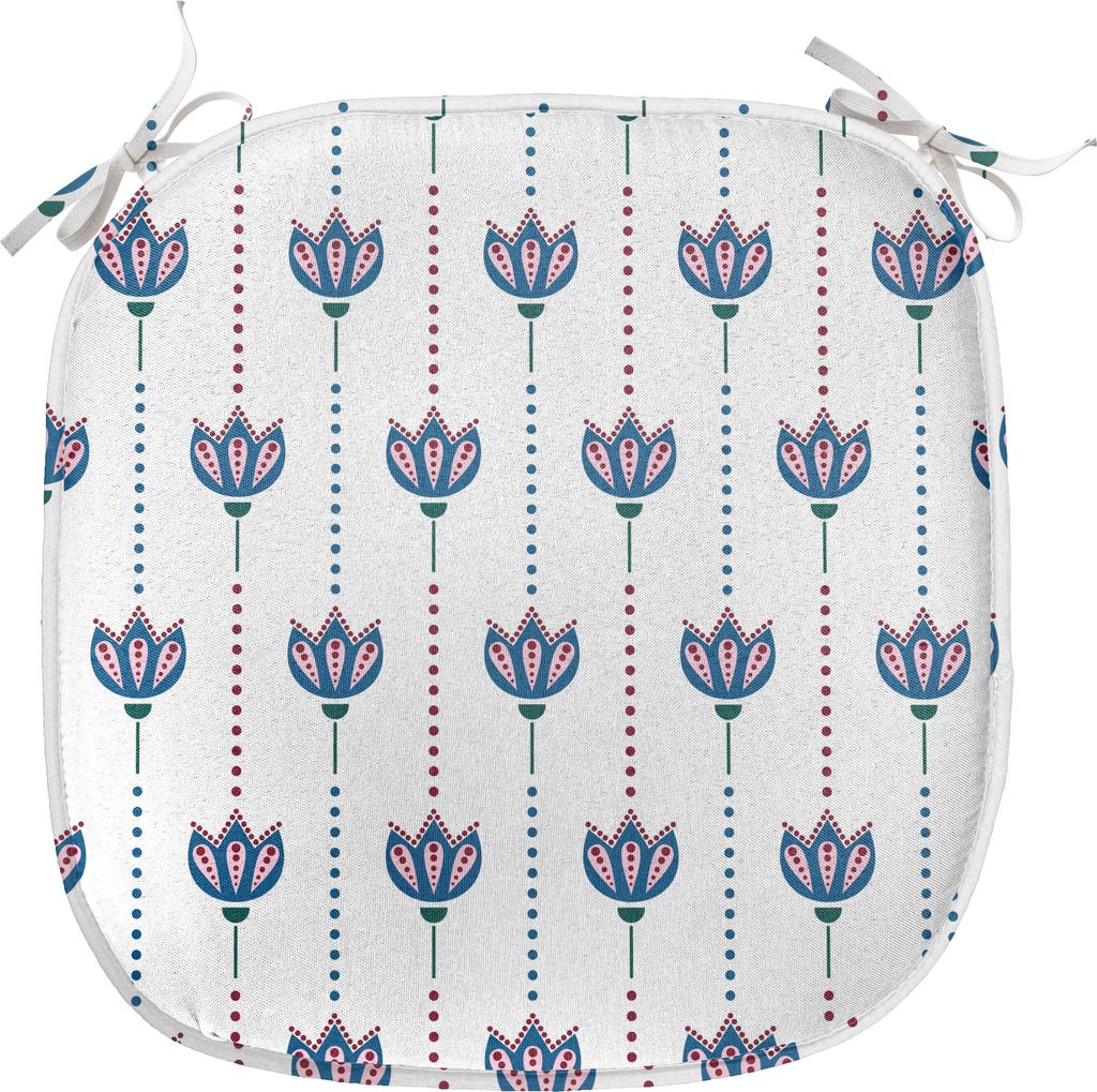 ABAKUHAUS asiatisch Polster für Esszimmerstühle, Tulip Blumen, Dekoratives wasserfestes Kissen mit Riemen für Küchensitze, 40 cm x 40 cm, Marin...
