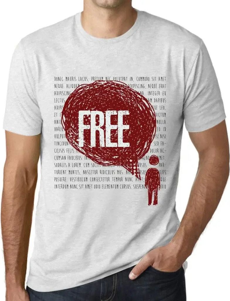 Herren Grafik T-Shirt Gedanken frei – Thoughts Free – Öko-Verantwortlich Vintage Jahrgang Kurzarm Lustige Druck Geburtstag Geschenk Mann