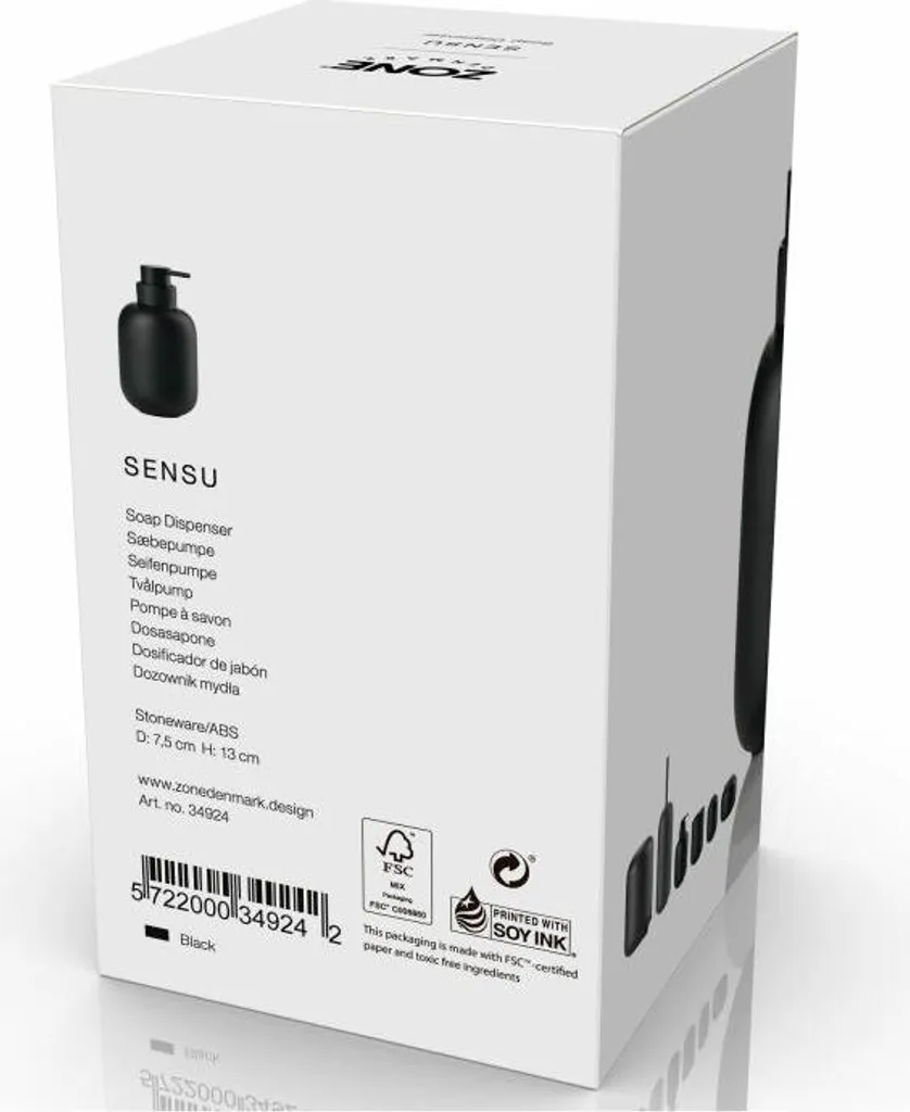 Dosatore Sapone Nero Zone Denmark Sensu 34924 - Gres Opaco 300ml - 4
