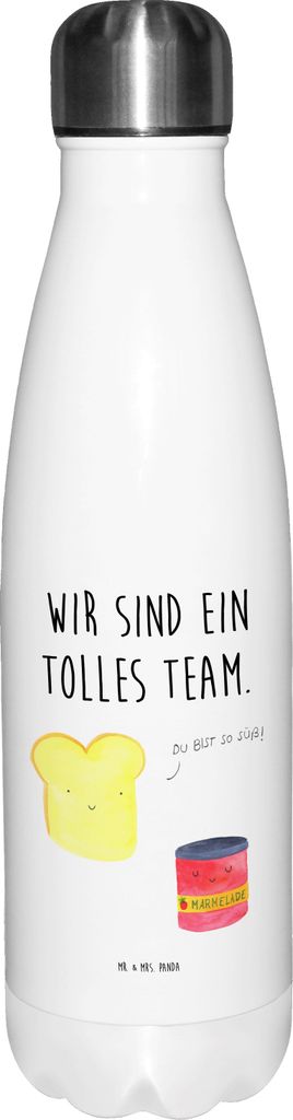 Mr. & Mrs. Panda Trinkflasche Toast Marmelade - Weiß - Geschenk, Wasserflasche, trinkflaschen, Toastbrot, Brot, Lustige Sprüche, Süß, Thermos, ...