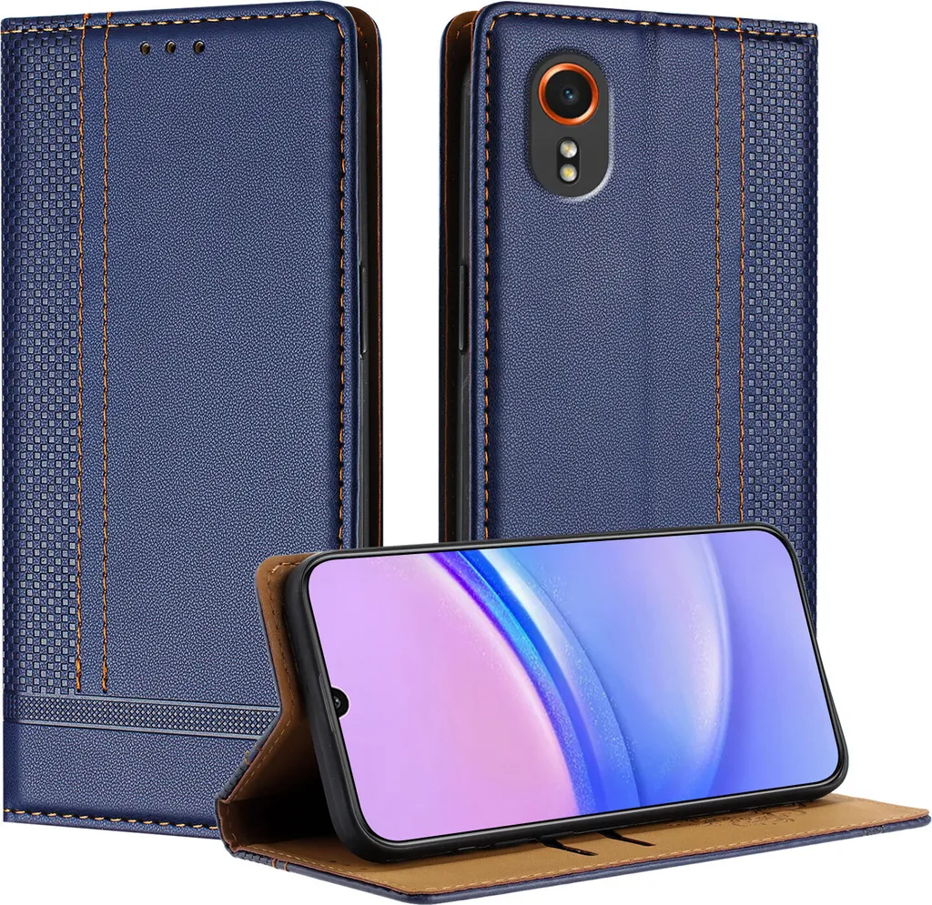 Custodia Samsung Galaxy Xcover 7 Pelle Blu Flip con Stand - Offerta