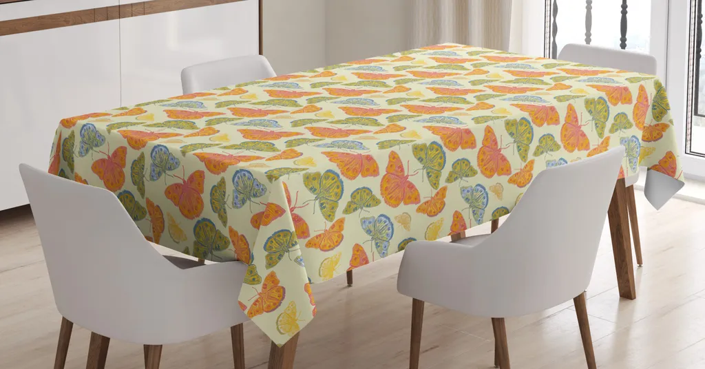 ABAKUHAUS La Farfalla Tovaglia, Natura Astratta Rappresentazione, Rettangolare per Sala da Pranzo e Cucina, 140 cm x 240 cm, Grigio Rosa Bianco