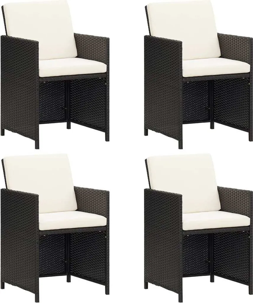 Chaises de jardin poly rotin noir 4 pcs avec structure acier robuste