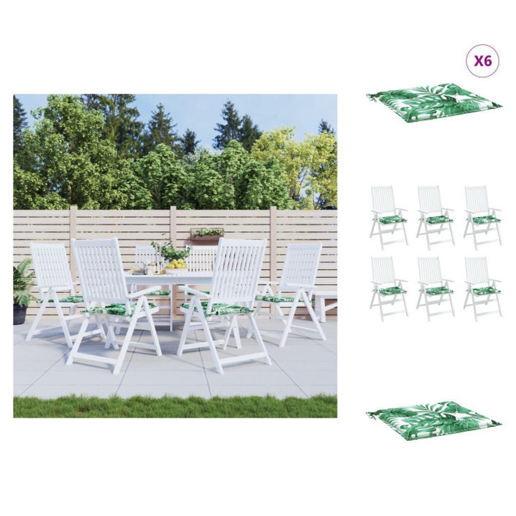 vidaXL Stuhlkissen 6 Stk. Blattmuster 40x40x3 cm Stoff - Sitzpolster