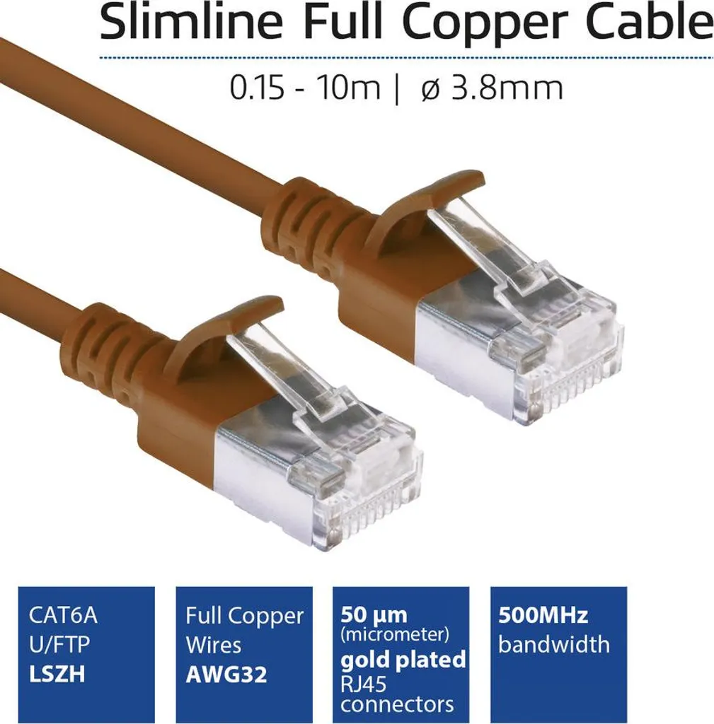 Cavo Patch Slimline CAT6A ACT DC7202 2m Marrone | E-Shop Professionale - 3