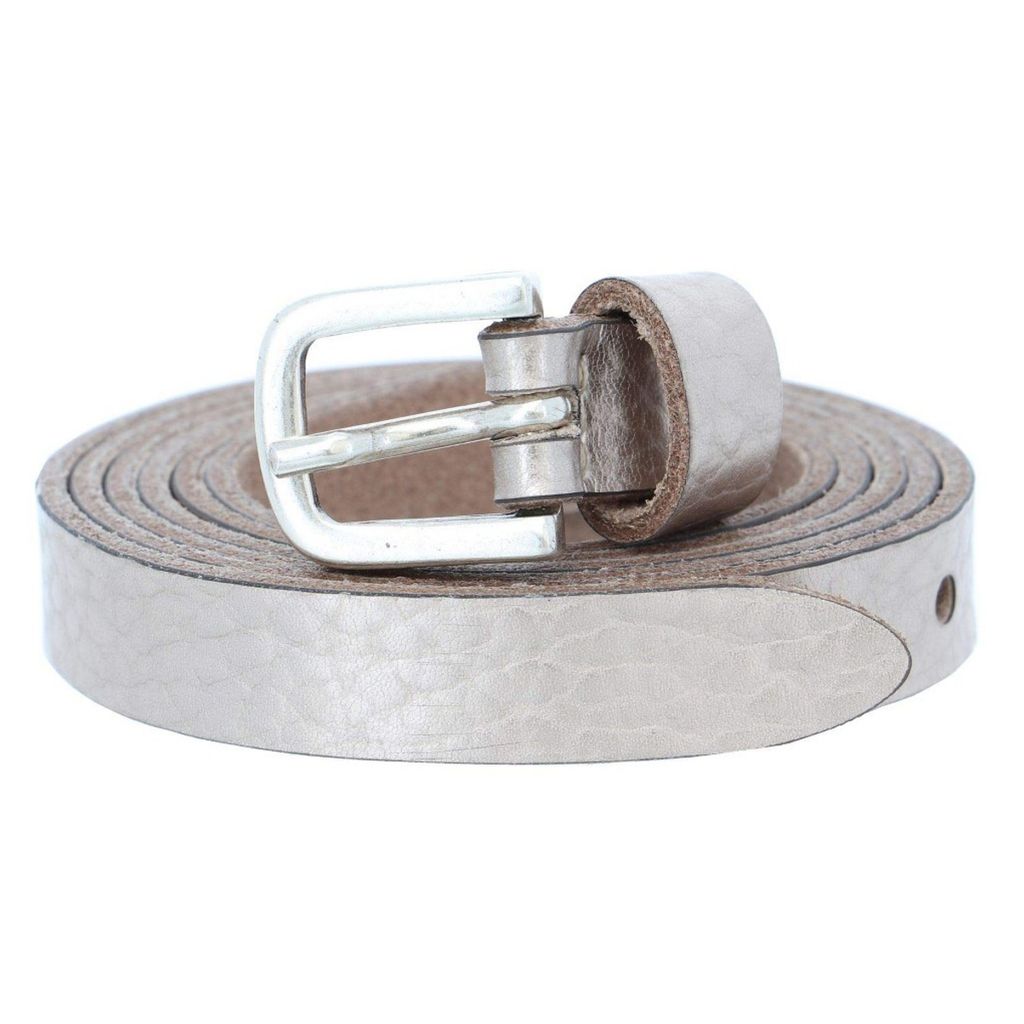 Vanzetti Damen Gürtel - Ledergürtel, Metallic-Rindleder, Dornschließe Gold 100 cm