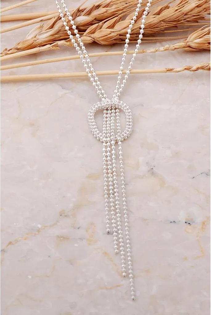 Collier italien femme en argent 925 modèle pampilles longues 45 cm