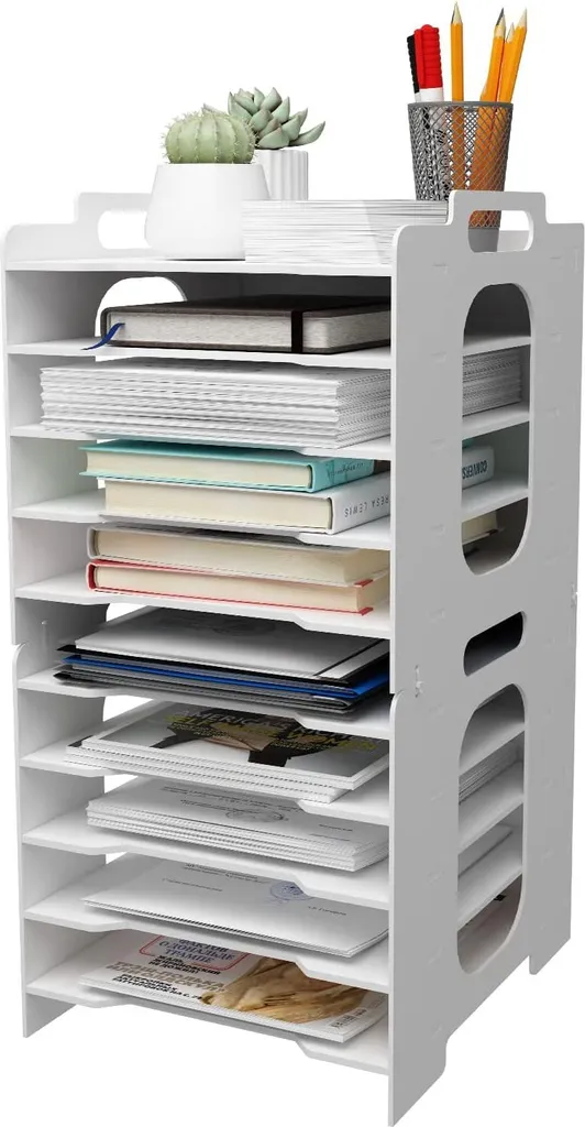 Porte-documents A4 organisateur de dossiers bureau 10 compartiments PVC