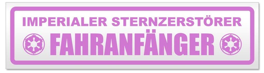 Kiwistar - Autoaufkleber - Flieder - 45 x 12 cm - Fahranfänger Imperialer Sternzerstörer - Hinweis Aufkleber Sticker für Auto, Kfz, Fahrrad, PKW...
