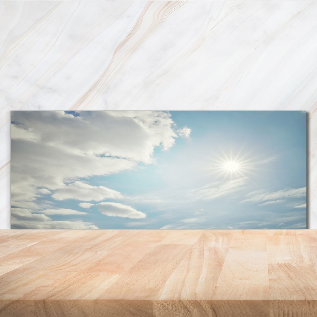 Tulup Küchenrückwand Spritzschutz aus Glas -125x50 -Spritzschutz auf gehärtetes Glas Deko Landschaften Wolken Himmel