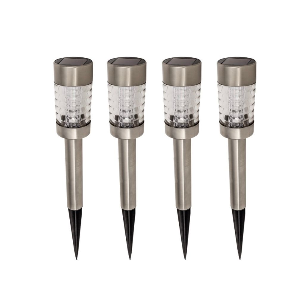 4er Set LED Solarlampe für Außen | Edelstahl Solarleuchte Produktbild 