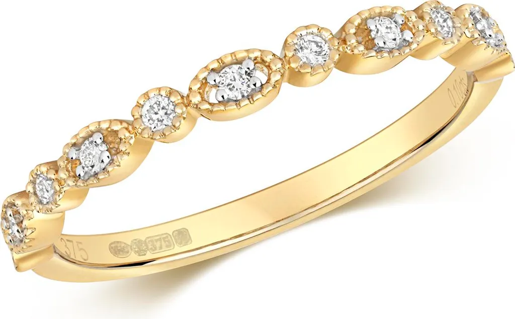 Bague de Fiançailles Diamant 0.10 ct et Or 375 Cadeau Femme Taille 54