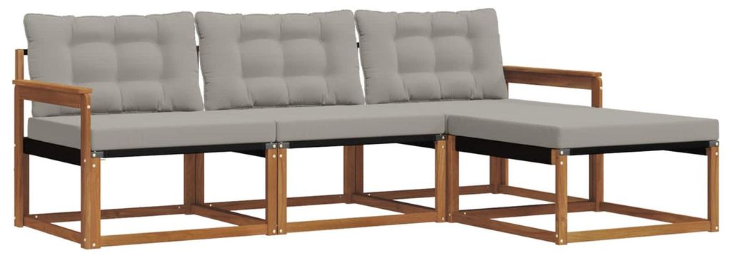 vidaXL Outdoor-Sofagarnitur mit Kissen 4 pcs Natürlich und Hellgrau
