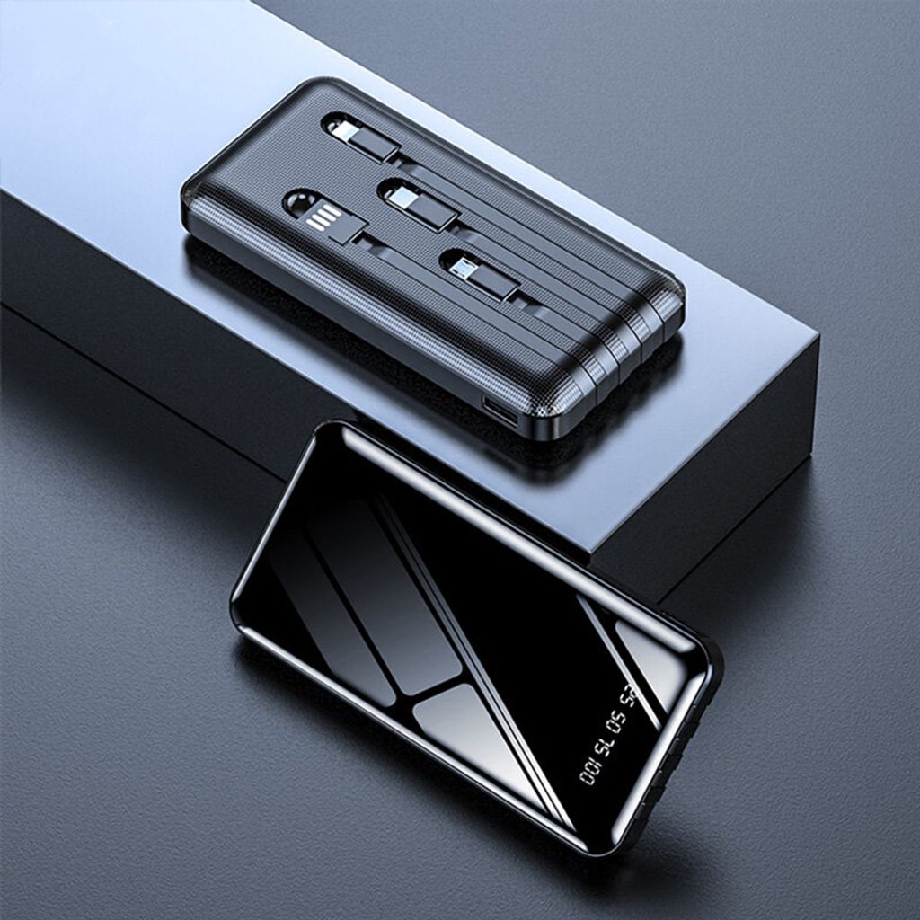Eingebaute Linie Power Bank 10000mah Mini Ultradünne Vierdraht Dual-Lampe Mobile schwarz_10000mah
