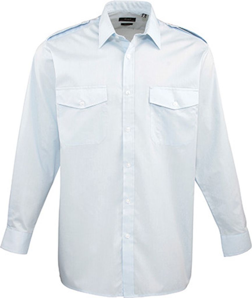 Premier Workwear Herren Piloten Hemd langarm PR210 light blue 47 (18H)