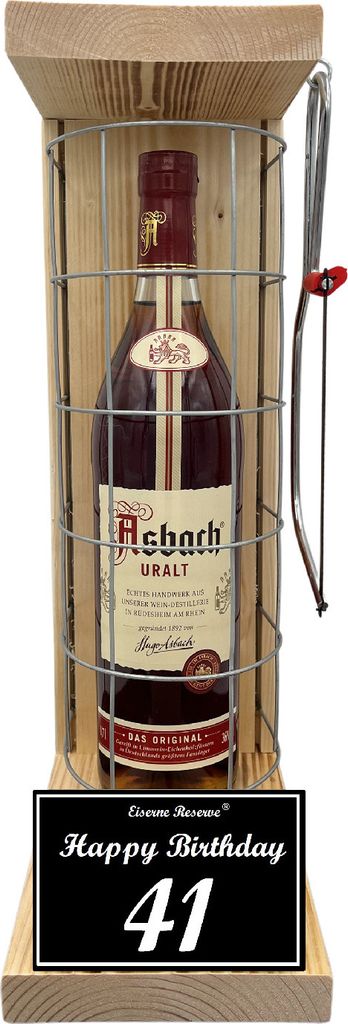 Asbach Uralt - 41 Happy Birthday - Eiserne Reserve Gitterkäfig Geschenk 41. Geburtstag