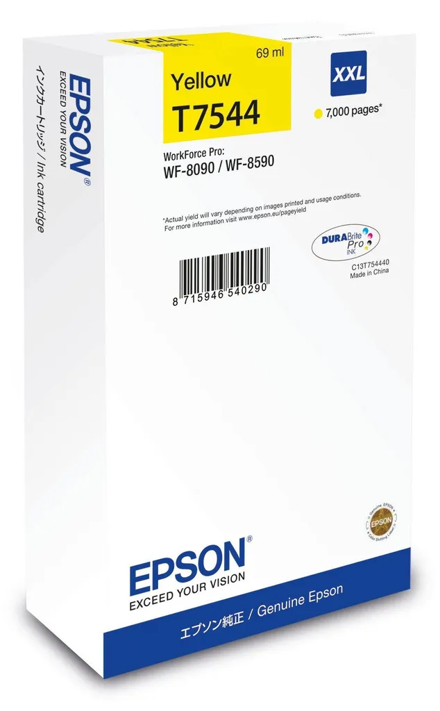 Epson T7544 Jaune - Cartouche XXL 69 ml d'origine pour WorkForce Pro