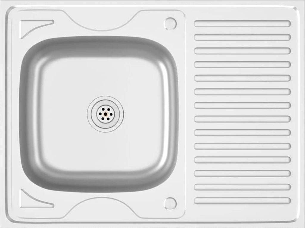 vidaXL Spüle mit Abtropffläche Set Silbern 800x600x155 mm Produktbild 