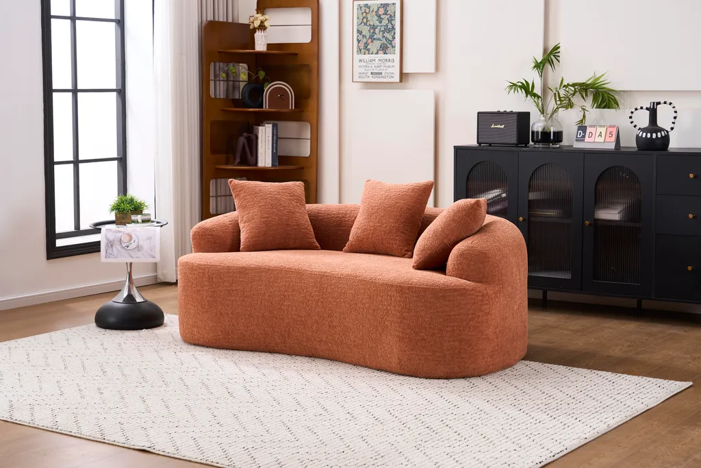Canapé 2 places incurvé modulaire format compact avec 3 coussins déco - 10