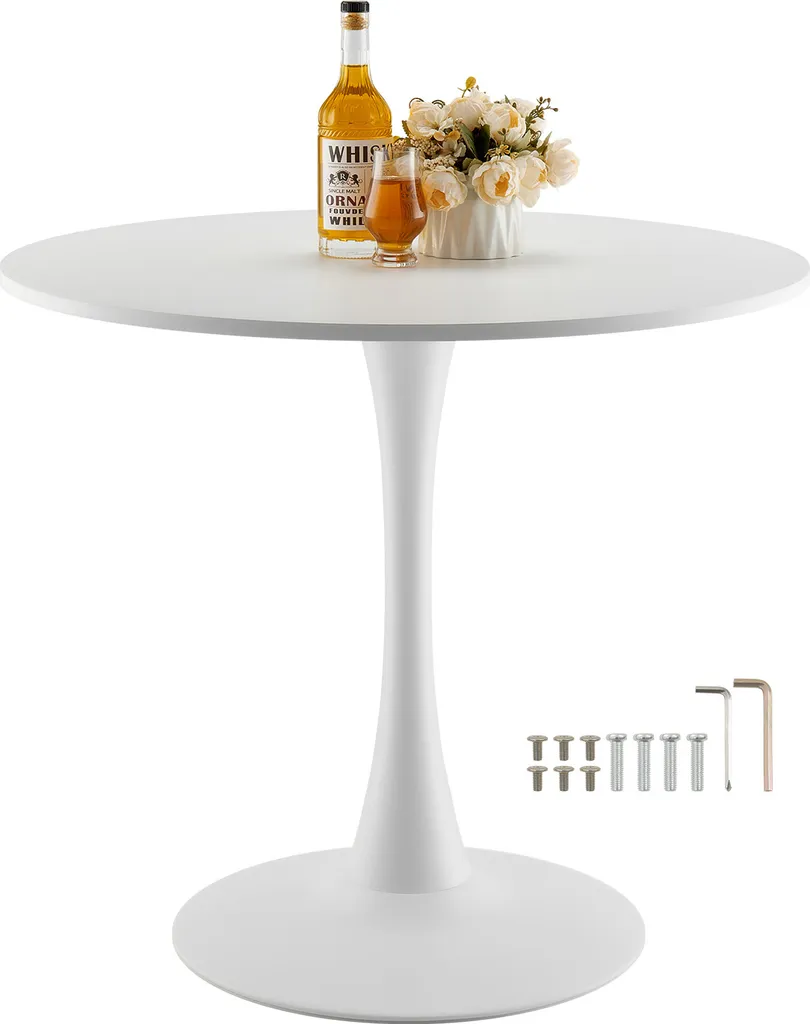 Table de Cuisine Ronde en Bois 80 cm Table de Salon Style Moderne