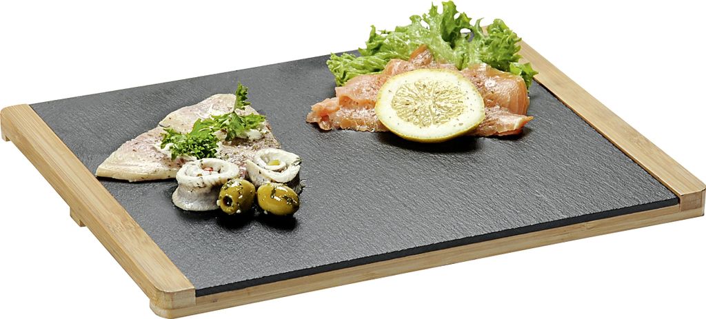 Piatto da buffet KESPER ardesia/bambù 34x26x1,5 cm Immagine del prodotto 