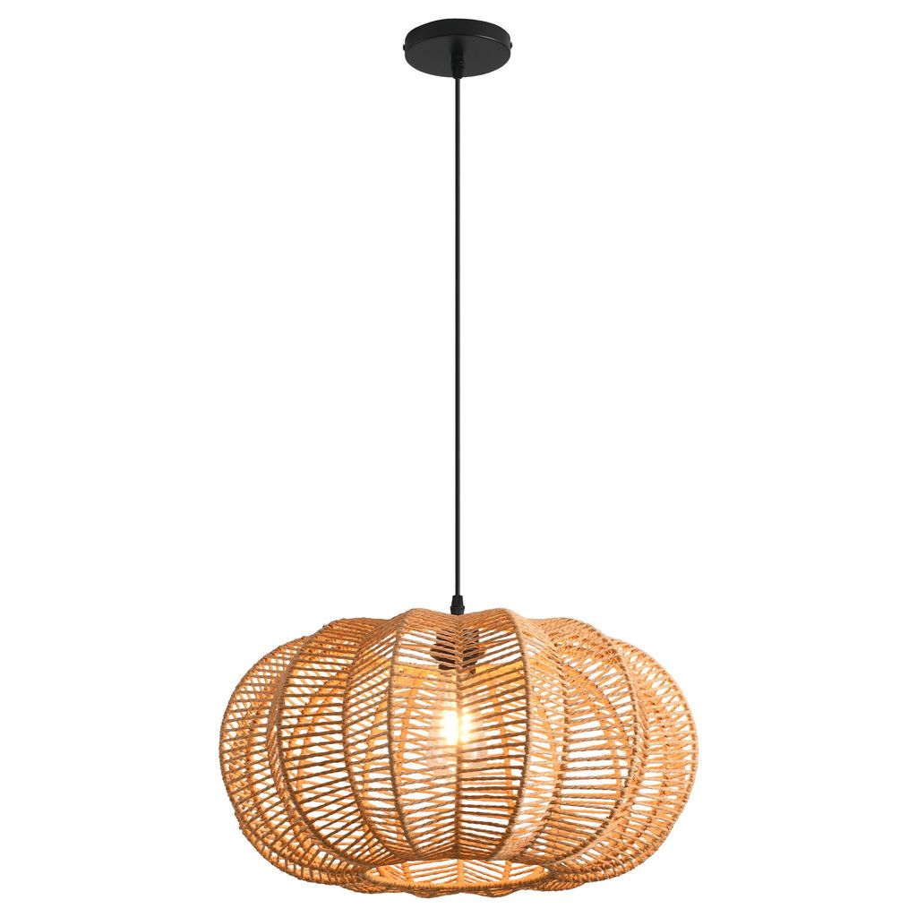 Parrot Uncle Papiergarn-Pendelleuchte, natürlicher Papiergarnschirm, E27, 50 cm Durchmesser, für Boho-Wohnzimmer Essbereich (Ohne Leuchtmittel)