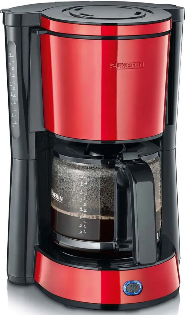Cafetière électrique à filtre rouge Severin KA 4817 verseuse en verre